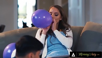 Pristine Edge, A Busty Milf, Engages In A Threesome With Her Stepson And His Friend, Leading To Intense Double Penetration And Multiple Orgasms